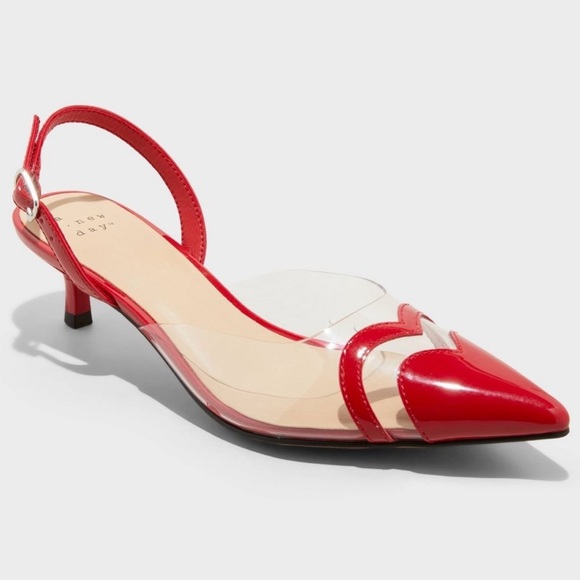 a new day Shoes - A NEW DAY Red Heart Eleanor Slingback Sandals Heels- Various Sizes